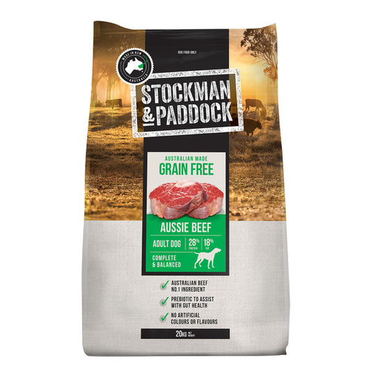 Stockman & Paddock Grain Free Aussie Beef 20kg dog food bag