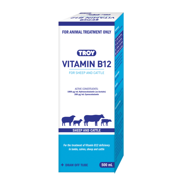 Troy Vitamin B12 Injection for Sheep and Cattle 500mL