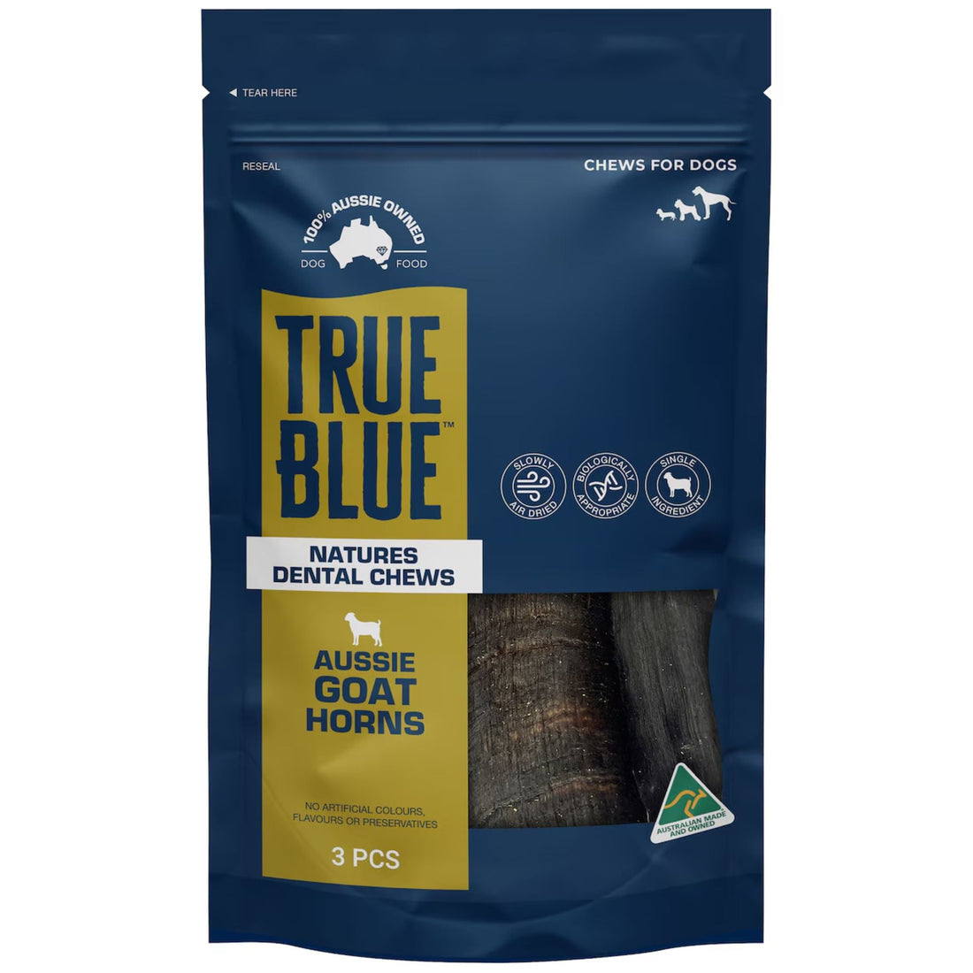 True Blue Aussie Goat Horns 3 Pack