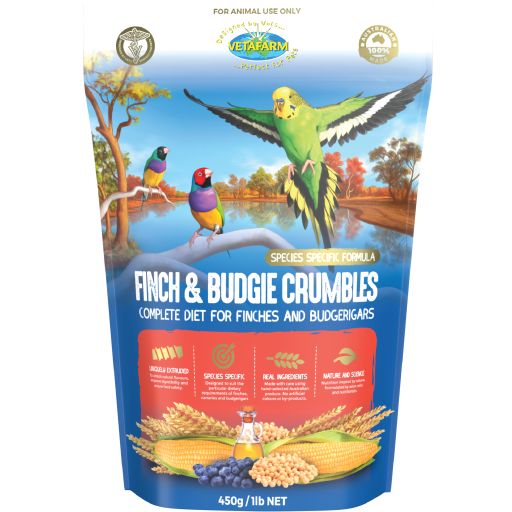 Vetafarm Finch & Budgie Crumbles product packaging